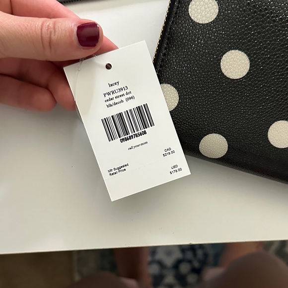 Kate Spade Black and White Polka Dot Zip Wallet - Picture 2 of 8